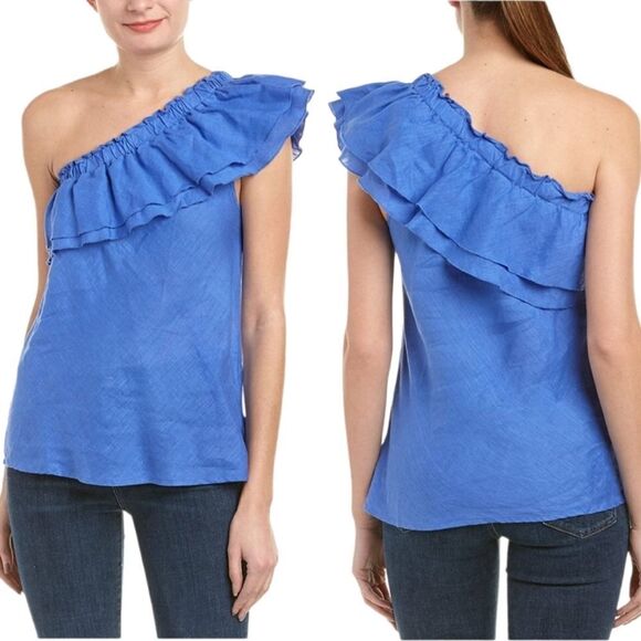 YOUNG FABULOUS BROKE Linen One Shoulder Top XS - Picture 1 of 6